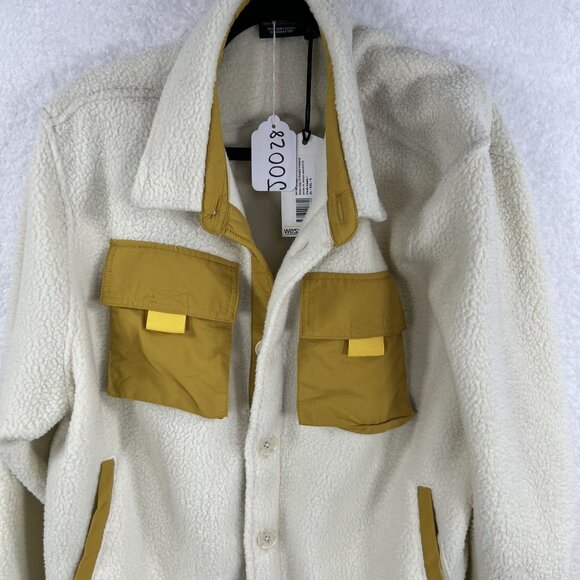 WESC NWT Sweden Sherpa Cargo Shacket Unisex Men XL Women XXL Color Block Jacket - Picture 16 of 16